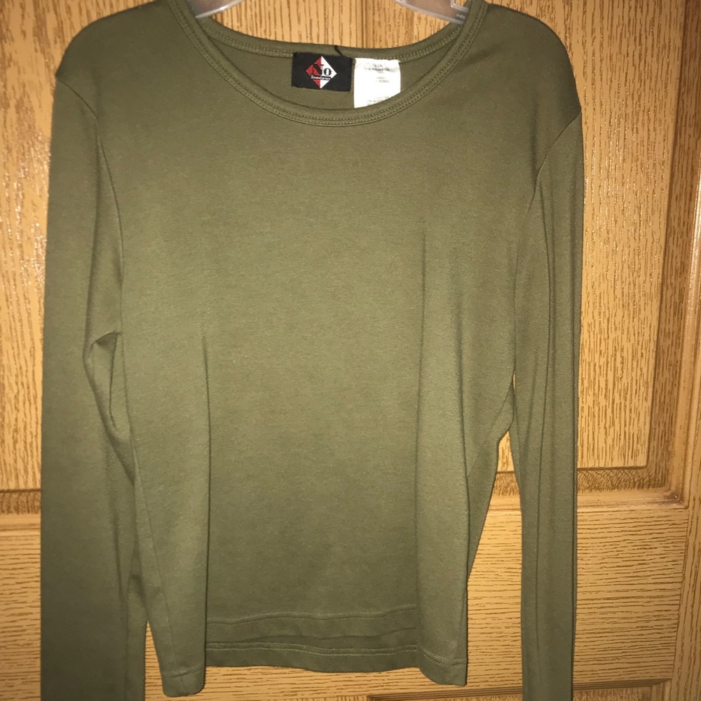 Navy green long sleeve shirt